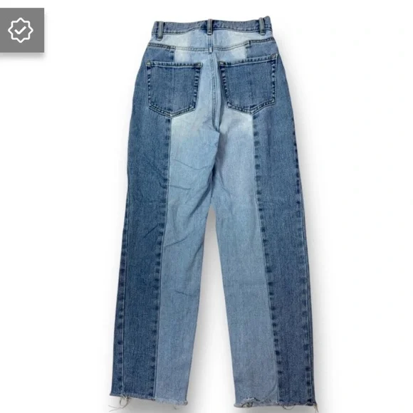 PacSun 90’s Colorblock Two-Tone High Rise Straight Leg Jeans - Picture 4 of 12
